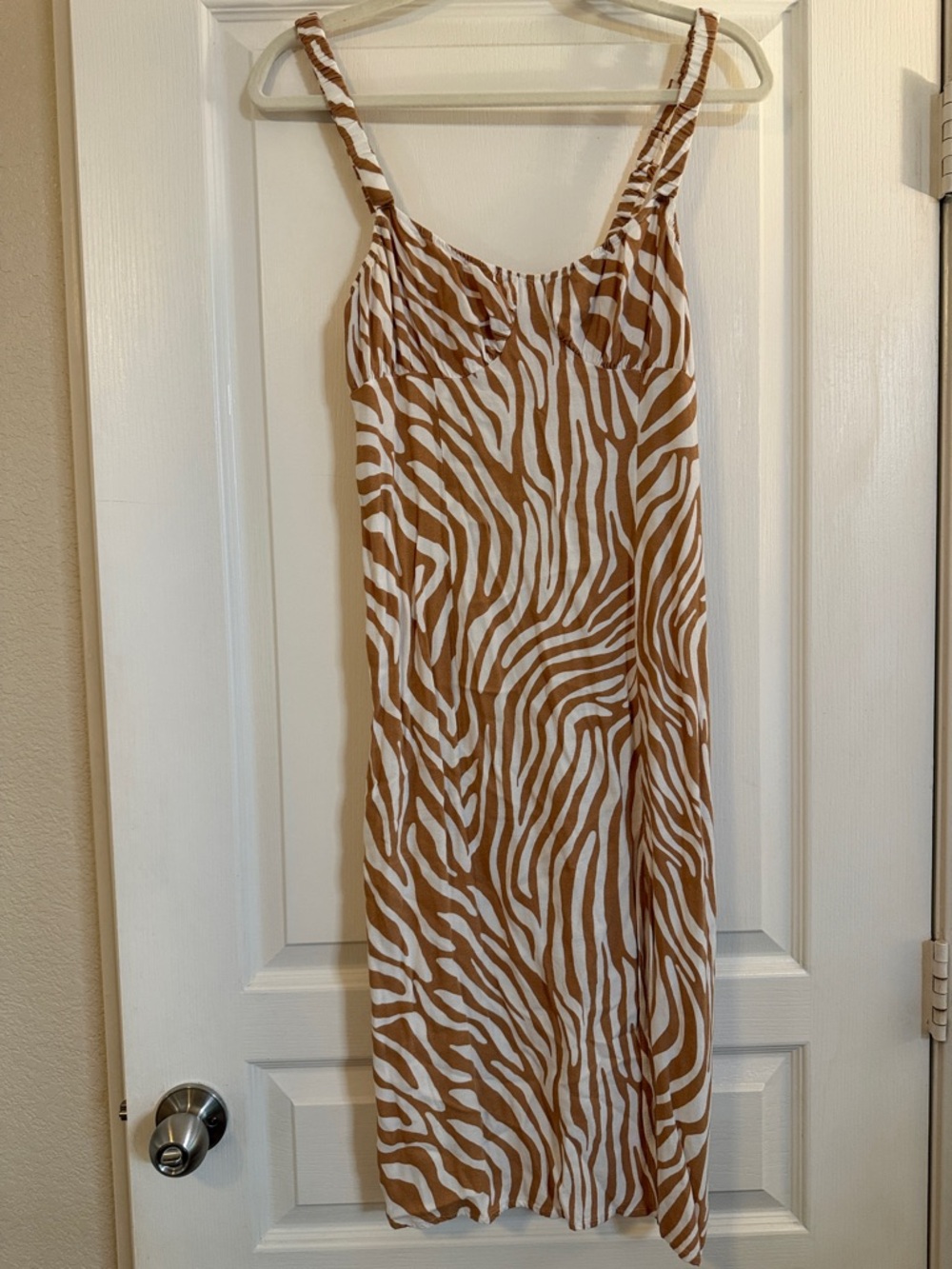 Forever 21 Brown and White Zebra Print Slip Dress